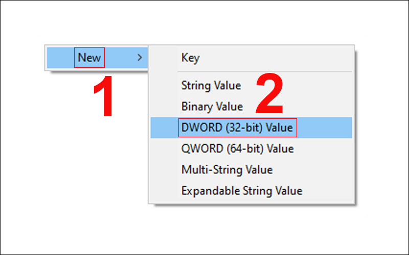 Chọn DWORD (32-bit) Value